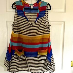 Fun colored open-weave tunic top by Serengeti. Perfect w/ tube top & leggings!